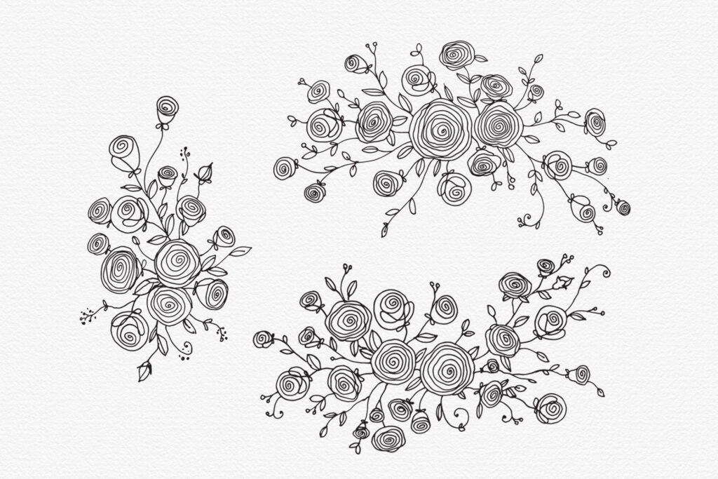 Free Rose Bouquet Line Art Floral Design Clipart Gogivo