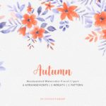 Free Autumn Watercolor Clipart Floral Bouquet Wreath Pattern