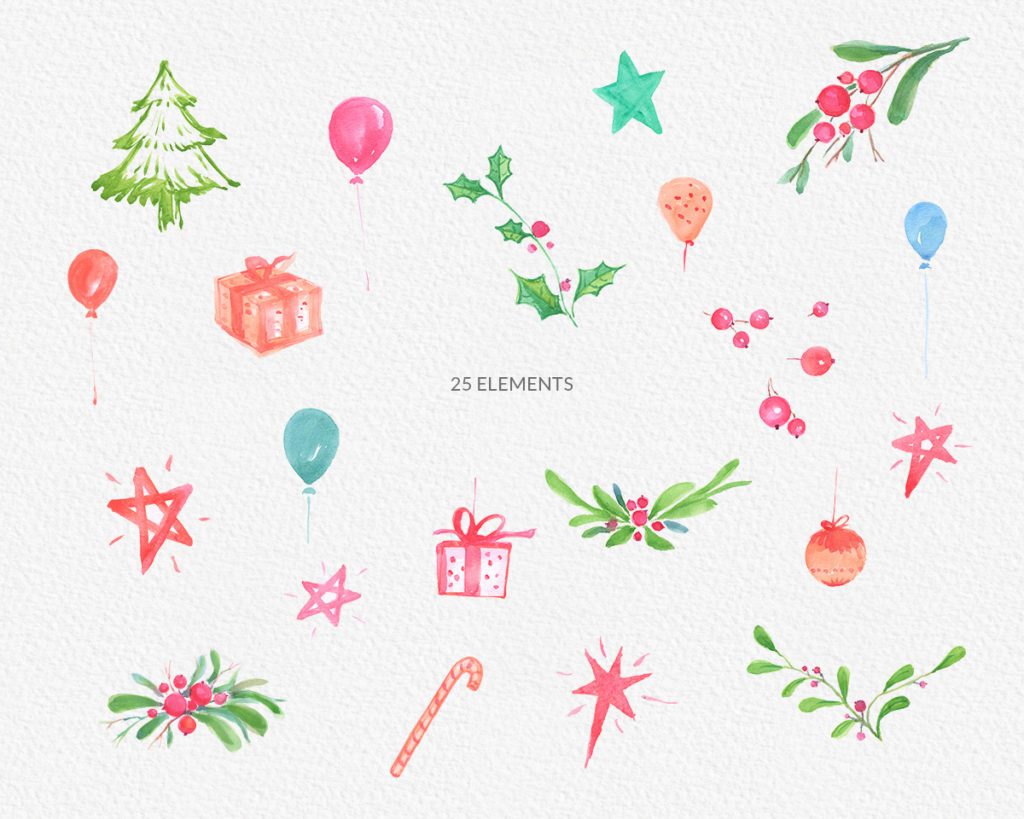 Free Christmas Watercolor Clipart | Gogivo