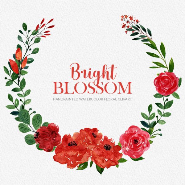 Bright Blossom Watercolor Flower Clipart Preview_2