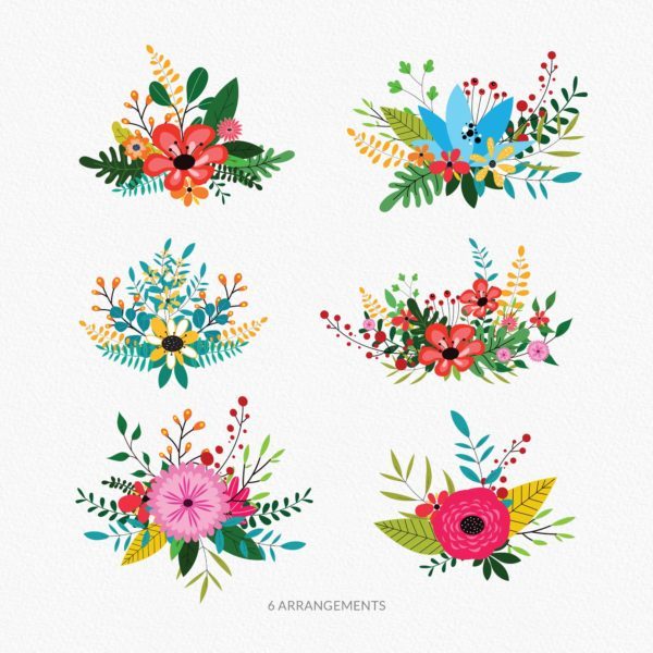 Garden Floral Clipart Collection _Vector Flower Illustration | Gogivo