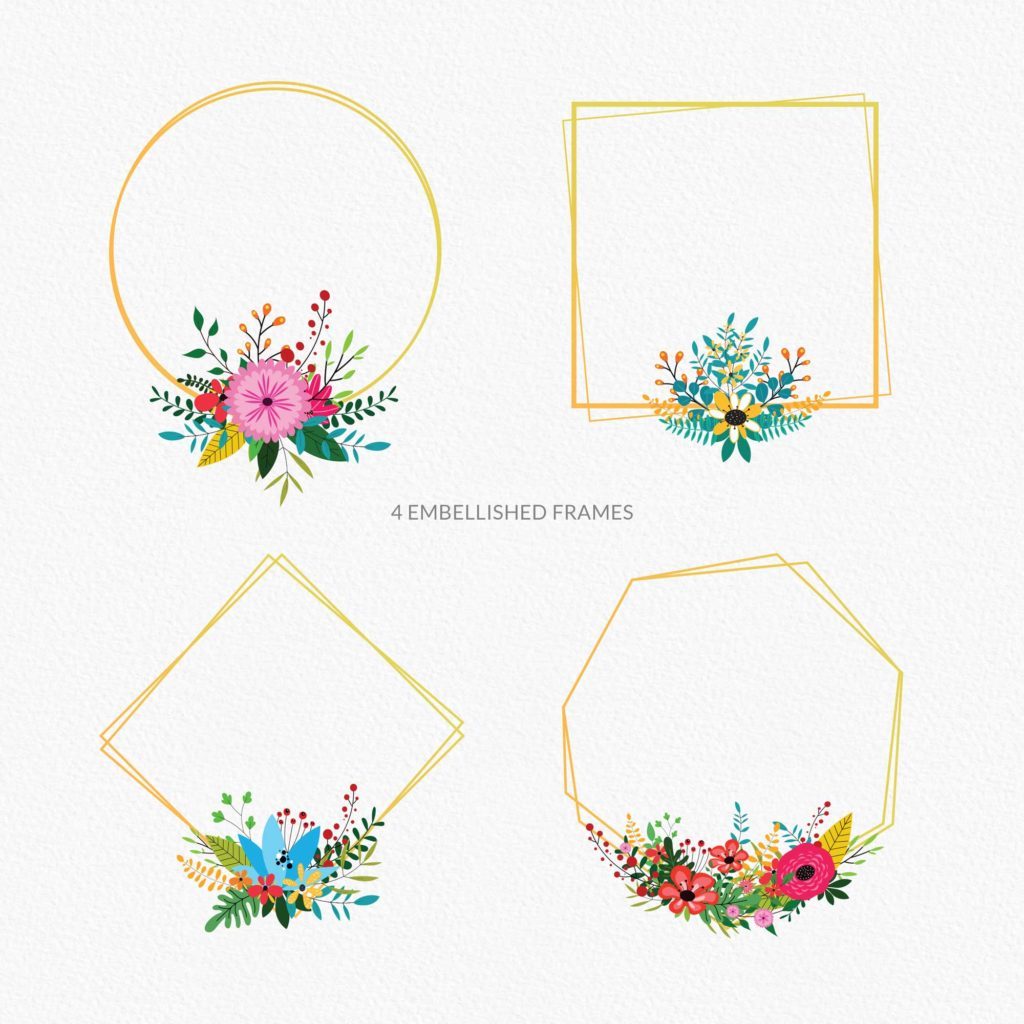 Free Garden Floral Clipart Collection _Vector Flower Illustration | Gogivo