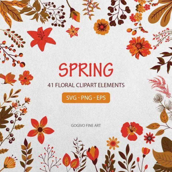 Spring 41 Floral Clipart Elements