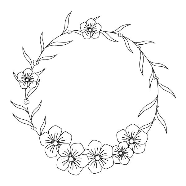 Free Floral Wreath SVG Vector Clip Art Hand Drawn Flower Wreath Branch