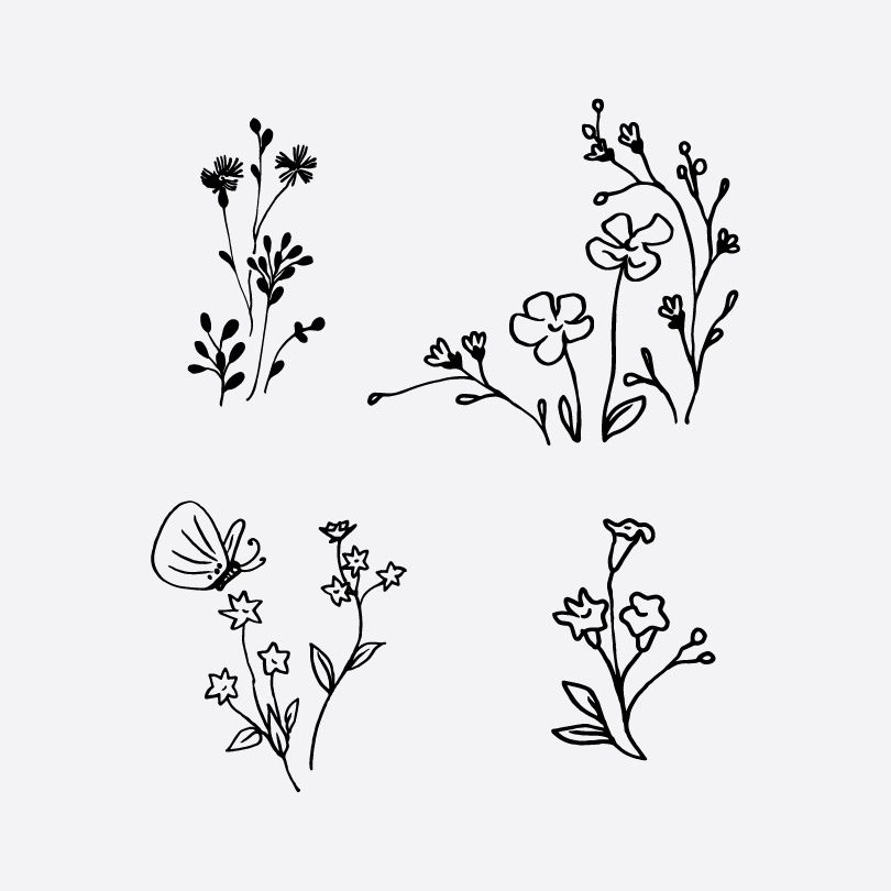 Download Free Wildflowers Clip Art Vector Floral Design Line ...