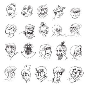 Free 20 Hand Drawn Faces Character Illustrations | Gogivo