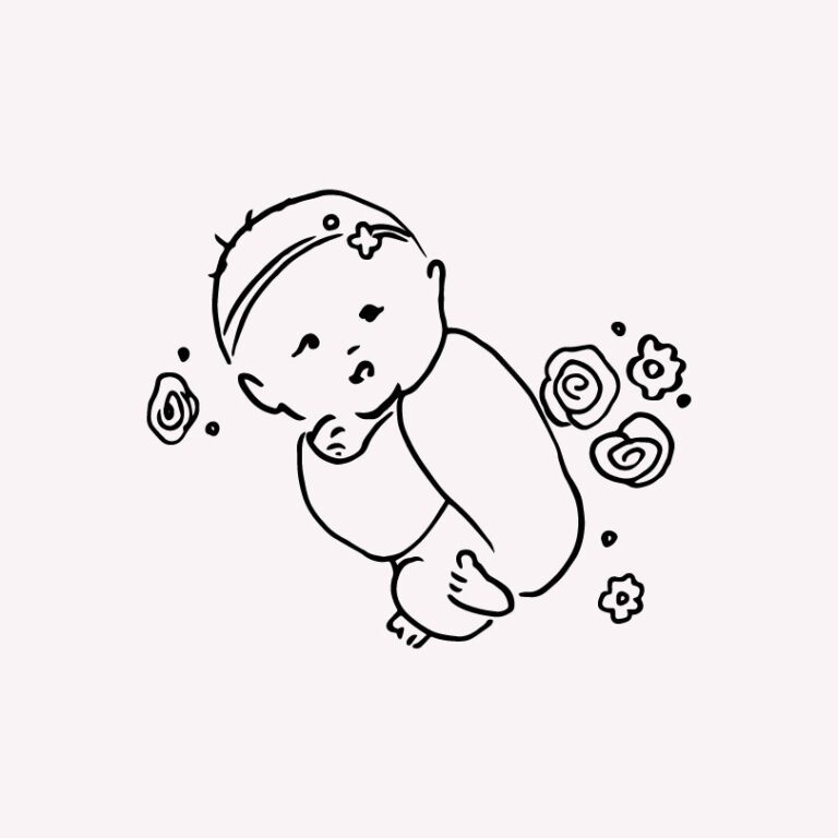 Newborn Baby Girl Vector Cute Illustration | Gogivo