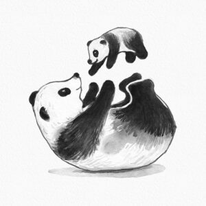 Free Panda Mother And Child Love Watercolor Clipart PNG | Gogivo