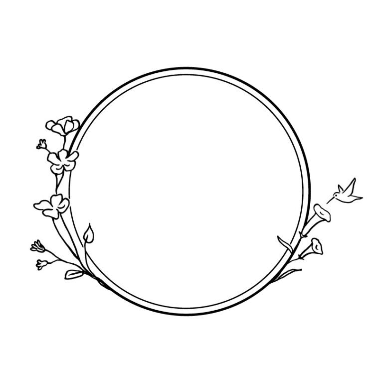 Beautiful Floral Wreath Clipart Hand Drawn Line Drawing Vector ...