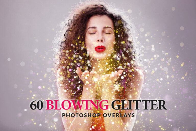 60 Blowing Glitter Photoshop Overlays | Glitter Photoshop Action | Gogivo