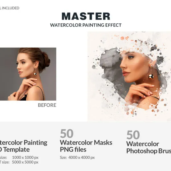 Master Watercolor Painting Effect 50 Watercolor Masks