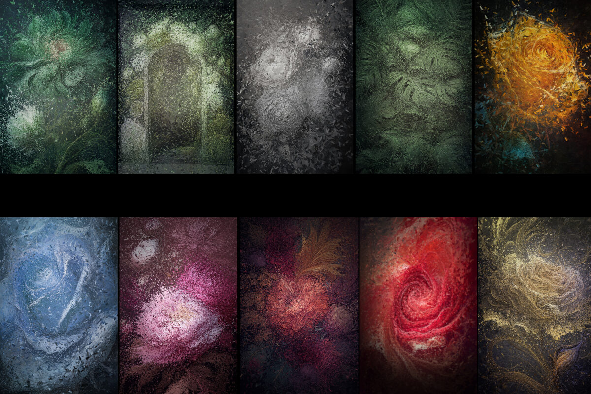 Abstract Floral Digital Backdrop Overlays