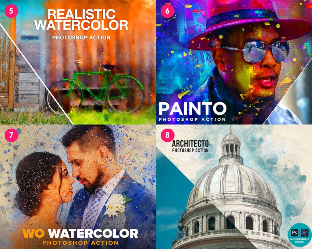 10 Best Watercolor Photoshop Actions - Bundle | Gogivo
