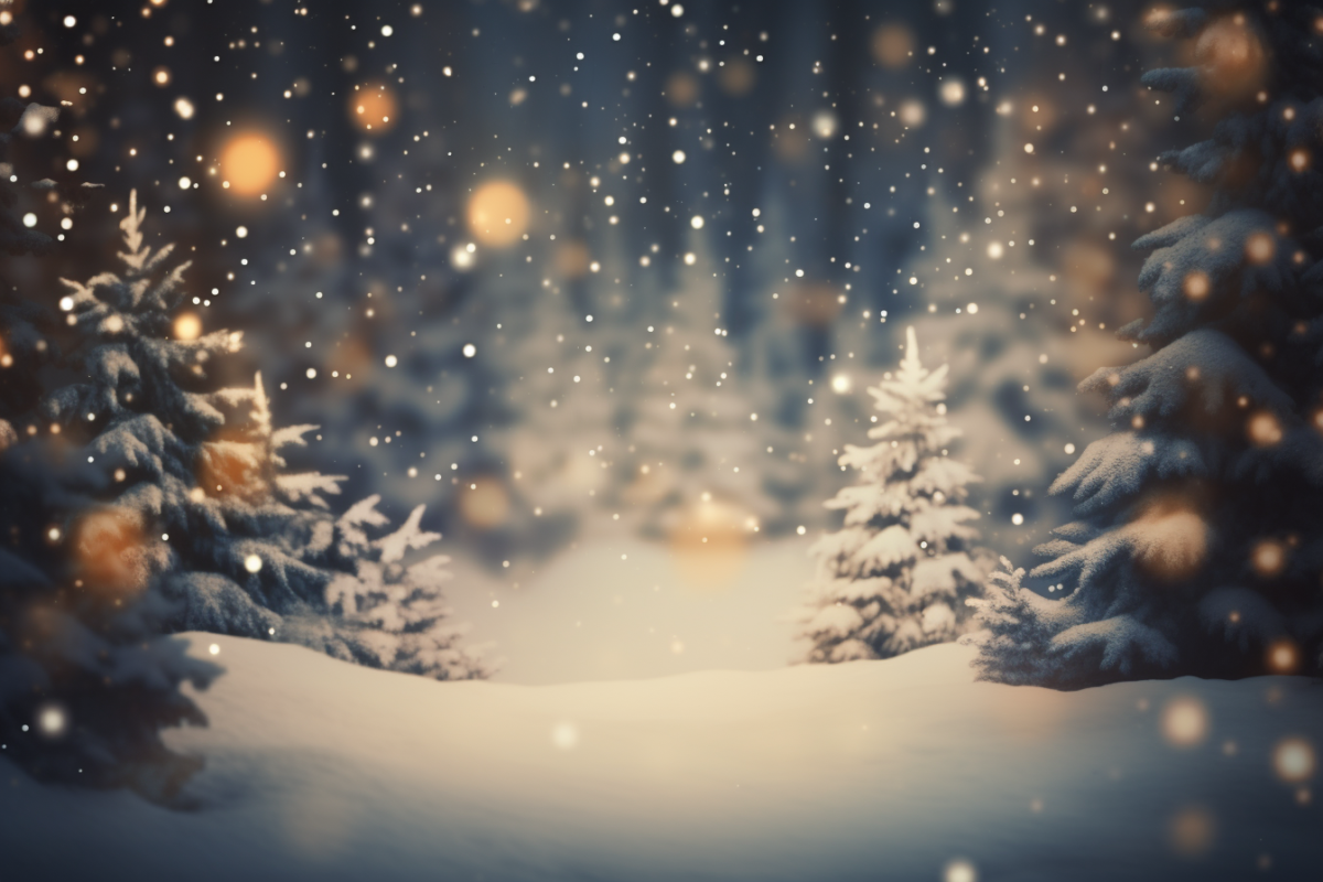 Winter Wonderland Snowy Forest Bokeh Christmas Digital Backdrop | Gogivo