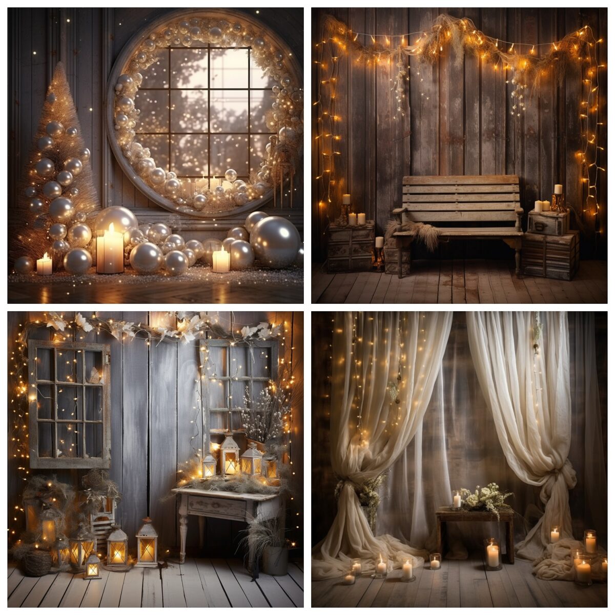 Christmas digital string light bokeh fairy light backdrop overlay