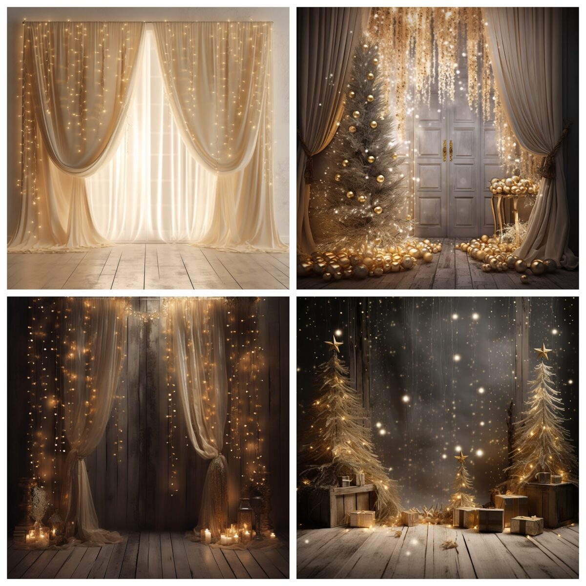 Christmas digital string light bokeh fairy light backdrop overlay