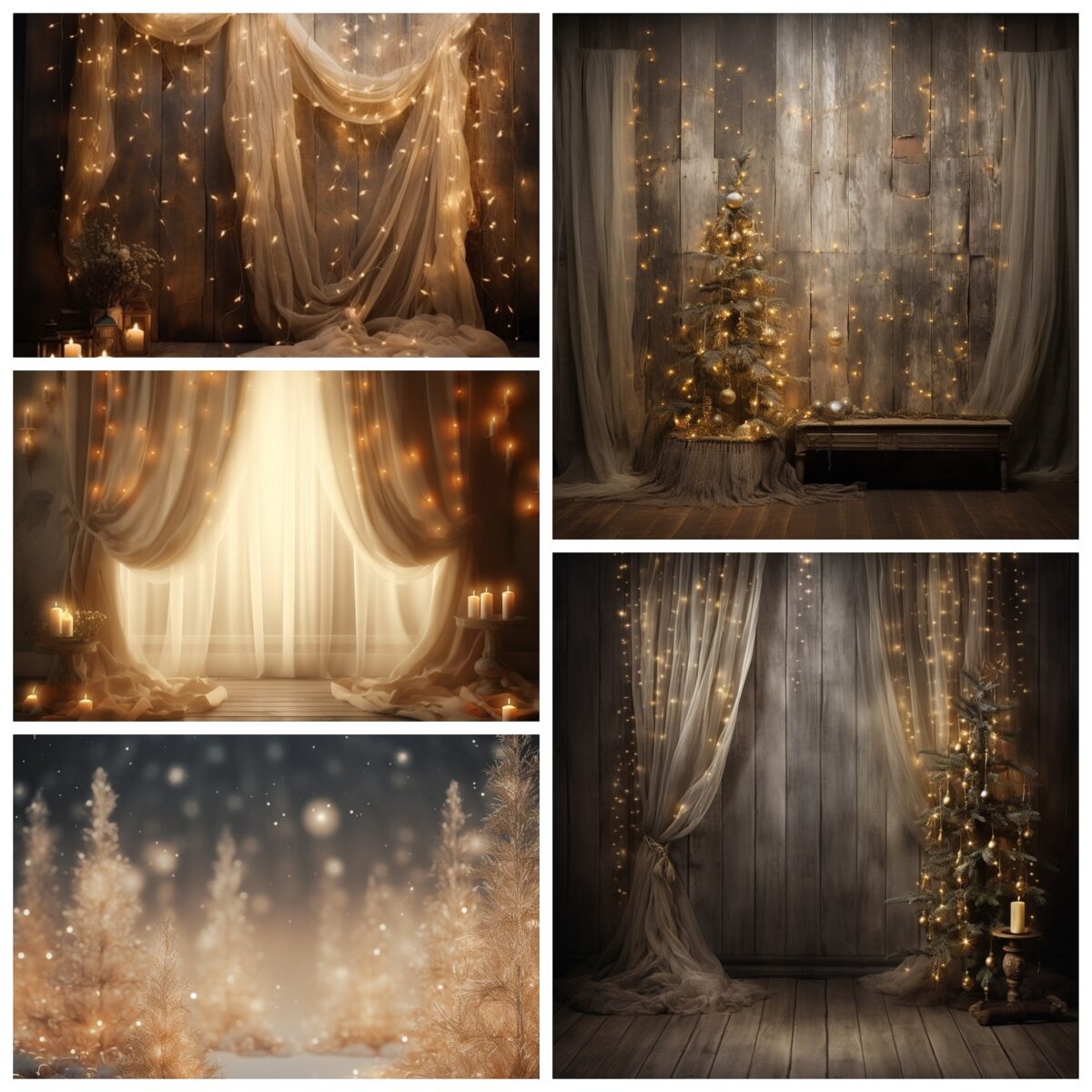 Christmas digital string light bokeh fairy light backdrop overlay