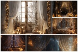 Christmas backdrops for photography, Christmas digital backdrop Bokeh string lights, fairy lights, Holiday Photo backdrops and backgrounds