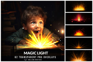 Magic Lights Overlays, Gift light overlay, book light glow light overlay, Fairy sparkles, Gift lights, present light overlay.