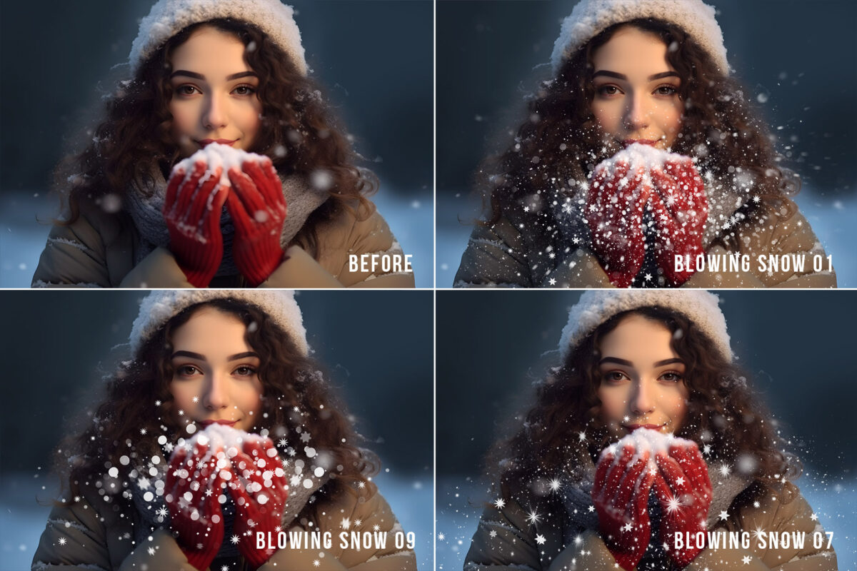 Blowing snow overlays, Realistic snow overlay, snow Photoshop overlays, winter overlay, Christmas overlay, Winter digital photography