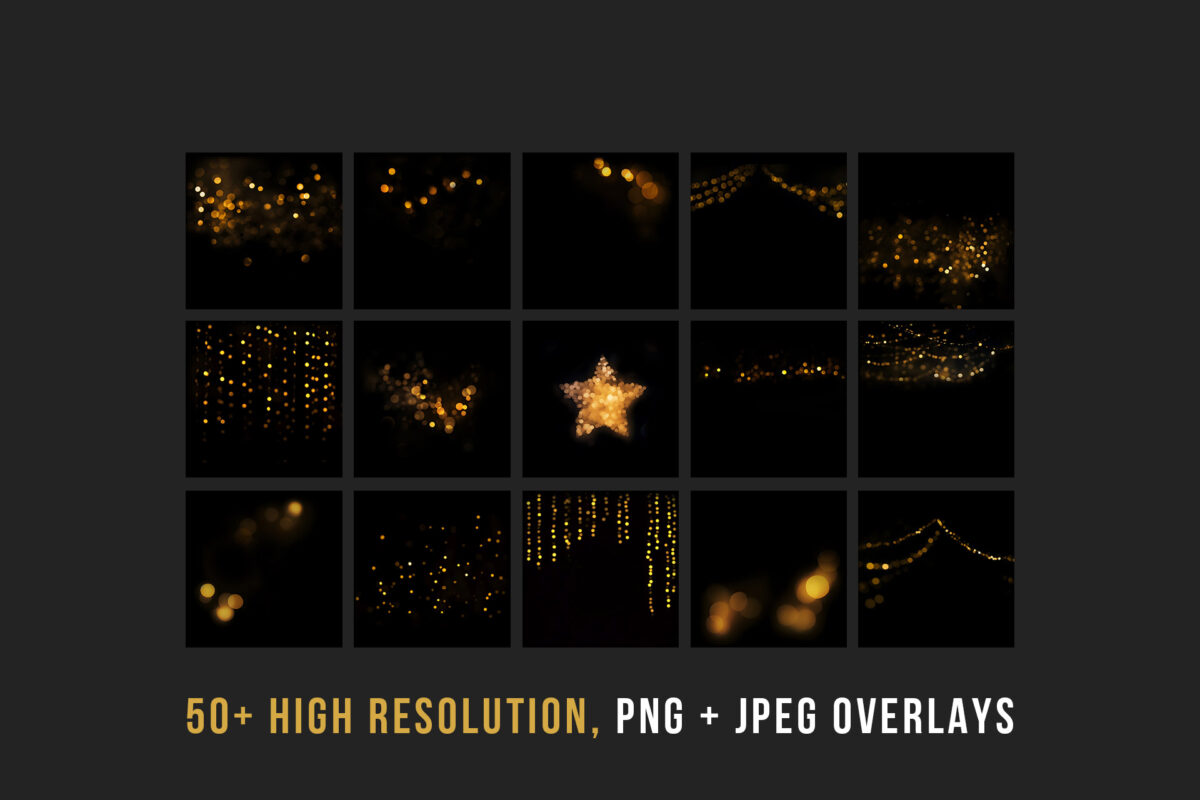 Christmas overlays PNG, gold christmas overlays, Christmas bokeh overlays, gold Christmas bokeh, Christmas lights overlay, Photoshop overlay