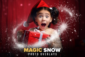 Magic snow Photoshop overlays, Christmas Winter New Year Holiday overlays, Magical light, White Shine star glitter overlay, PNG snow