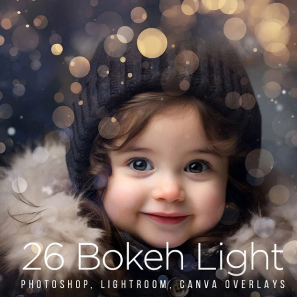 Christmas Gold Bokeh Overlays PNG, Golden bokeh Christmas light