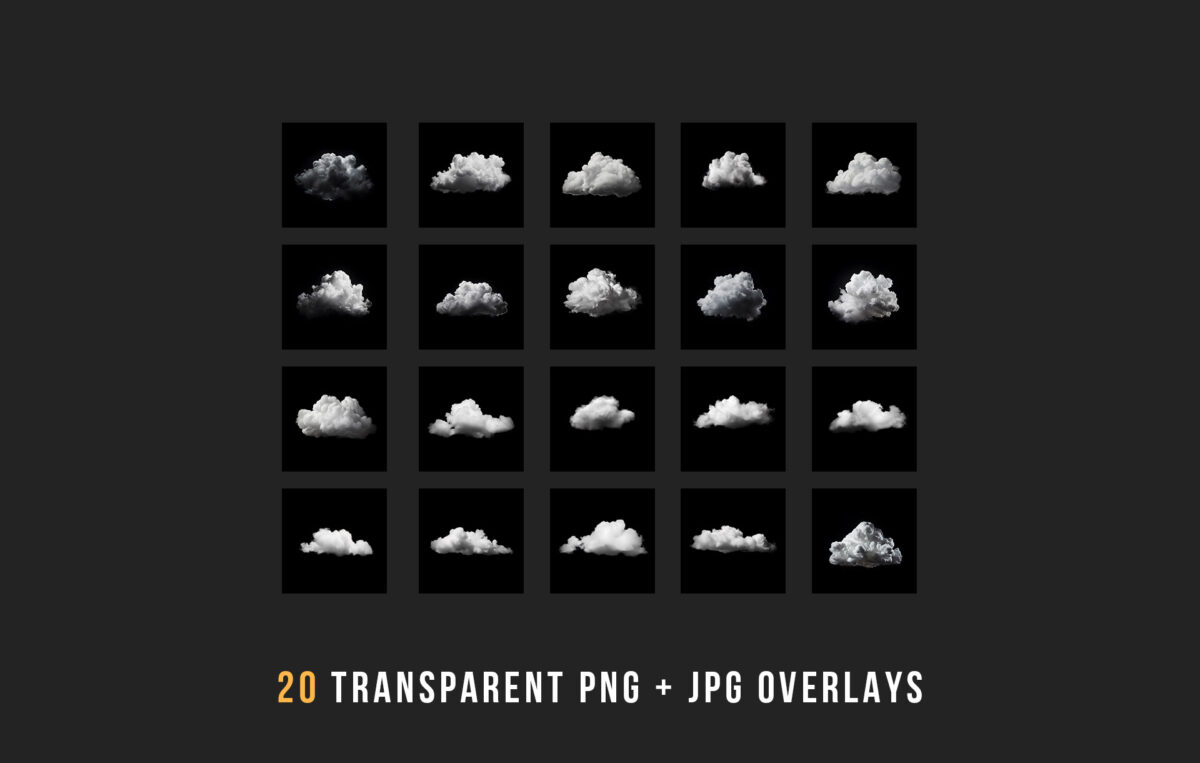 Cloud PNG overlay, Realistic cloud overlay for Photoshop, Clouds photography overlays, Transparent clouds clipart, JPG & PNG digital clouds