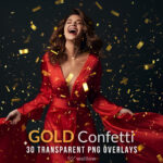 Gold confetti overlays, Wedding confetti, Falling confetti, Realistic Confetti, Gold foil, Party overlay, Golden metallic confetti, PNG, JPG
