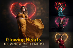 Valentine PNG overlays Glowing Heart backdrop overlays Maternity digital backdrop Valentines composite Photoshop overlay digital background