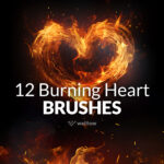 Burning Hearts Digital Brushes, Valentine Photoshop brushes, Fire Photoshop brushes, Heart Shaped creative Photoshop bushes photo editing kit