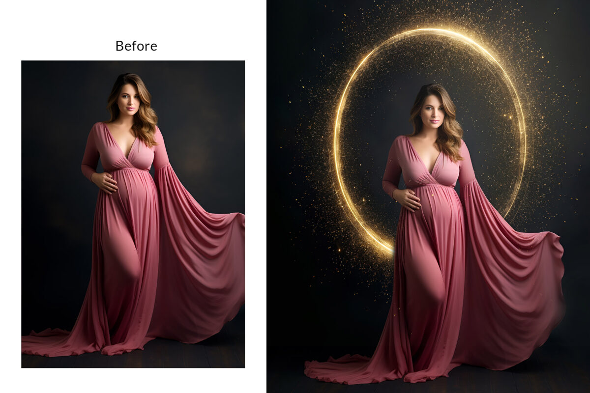 Elevate your digital creations with our enchanting set of 40 Ring Light Maternity digital backdrop Transparent PNG overlays, specially crafted for a romantic and magical touch to your Maternity sessions and wedding sessions. This premium bundle features a curated selection of 40 high-quality overlays, encompassing both JPG and Transparent PNG files. The transparent PNG files seamlessly integrate with your projects, allowing you to effortlessly apply them to different backgrounds.