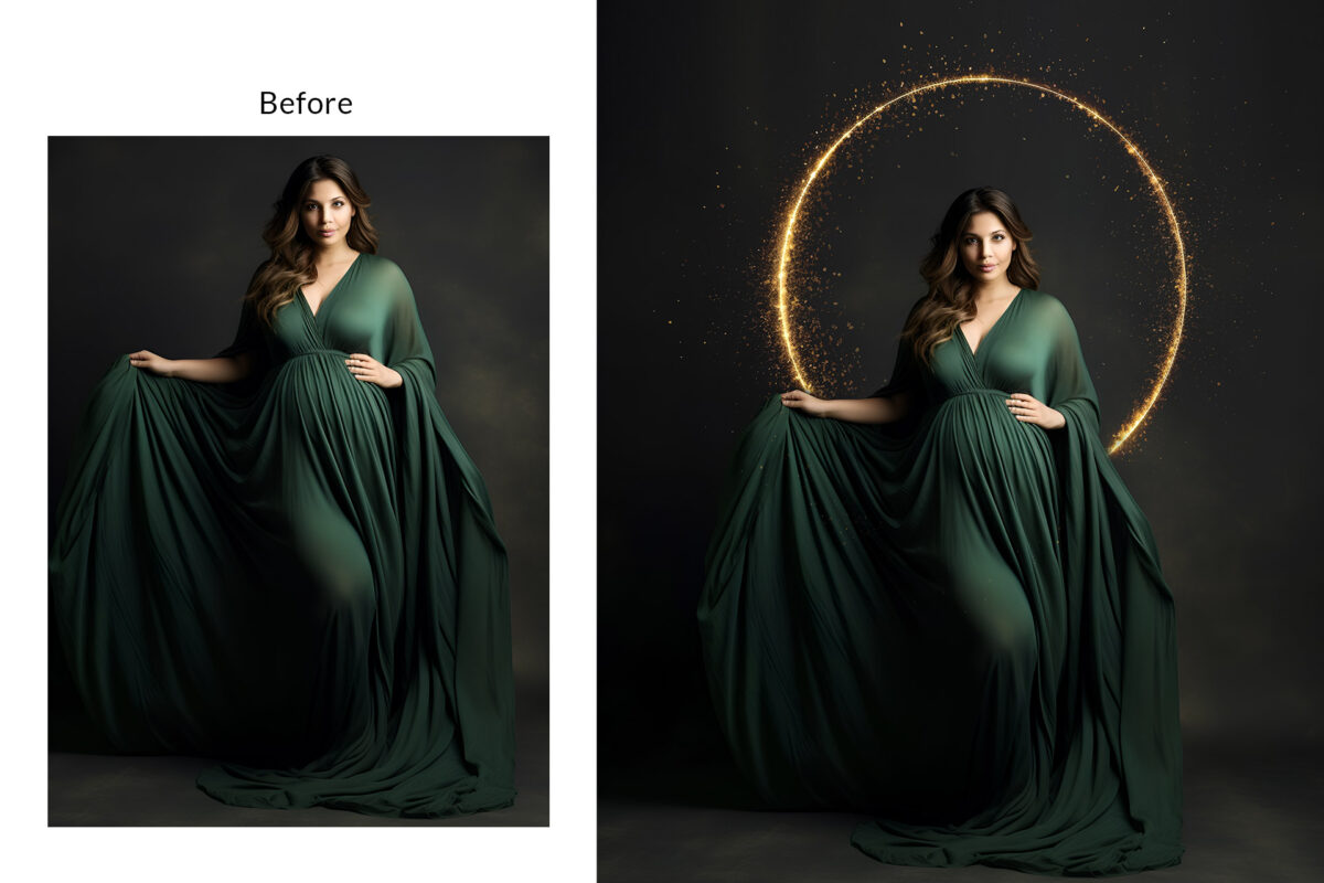 Elevate your digital creations with our enchanting set of 40 Ring Light Maternity digital backdrop Transparent PNG overlays, specially crafted for a romantic and magical touch to your Maternity sessions and wedding sessions. This premium bundle features a curated selection of 40 high-quality overlays, encompassing both JPG and Transparent PNG files. The transparent PNG files seamlessly integrate with your projects, allowing you to effortlessly apply them to different backgrounds.