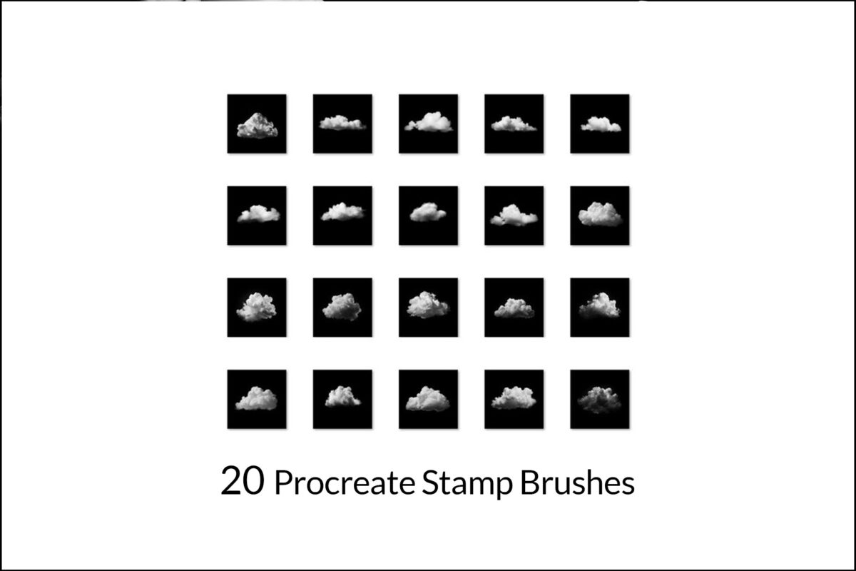 Realistic clouds procreate brush stamps