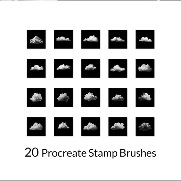 Realistic clouds procreate brush stamps