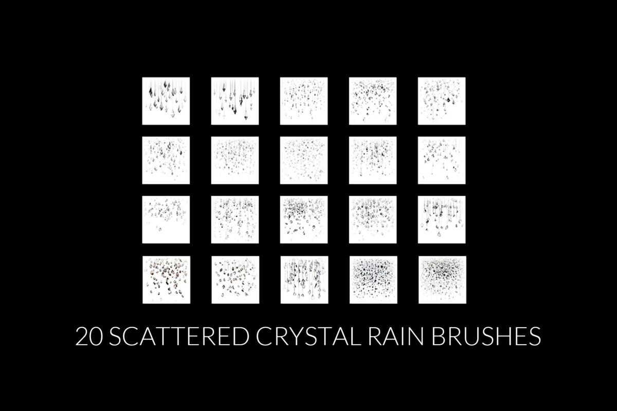Falling Crystal Photoshop brushes, Crystal Raindrops Photoshop brushes, creative maternity studio overlay digital brushes, Hanging crystals