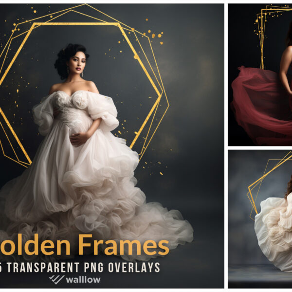 Golden Maternity Frames Overlays Golden Halo Maternity Photoshop overlay PNG Gold Shine Frame ring studio Maternity overlays wedding overlay