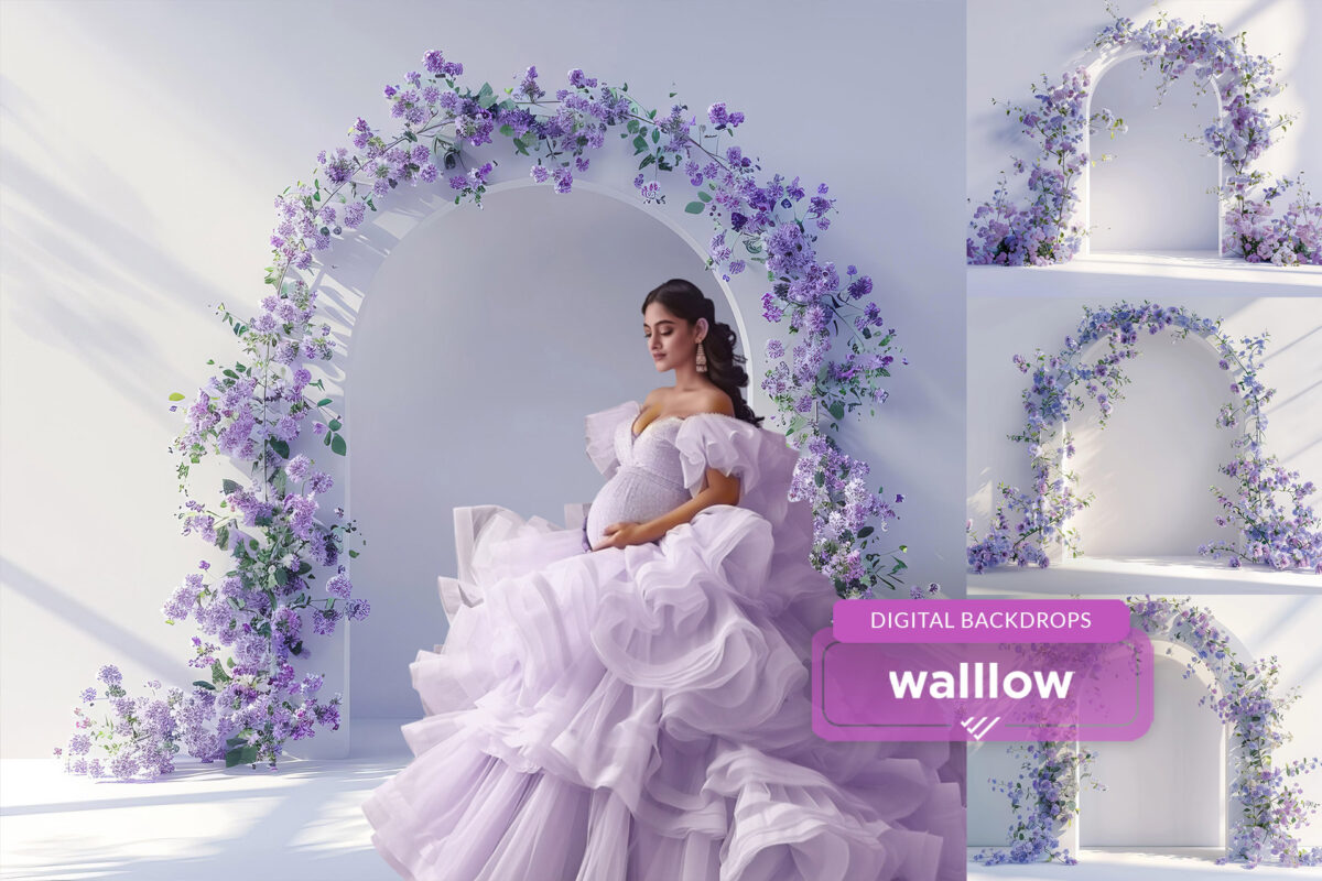 Violet Floral minimal Arches digital backdrops Floral Maternity digital studio backdrop photoshop overlays fine art texture photo background