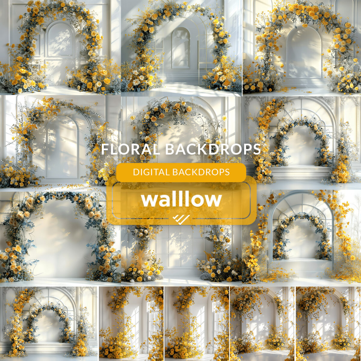 Floral arch Set Digital Backdrops, Maternity Backdrop Overlays, Studio Backdrop Overlays Floral Fine Art Textures Photoshop Background Overlay