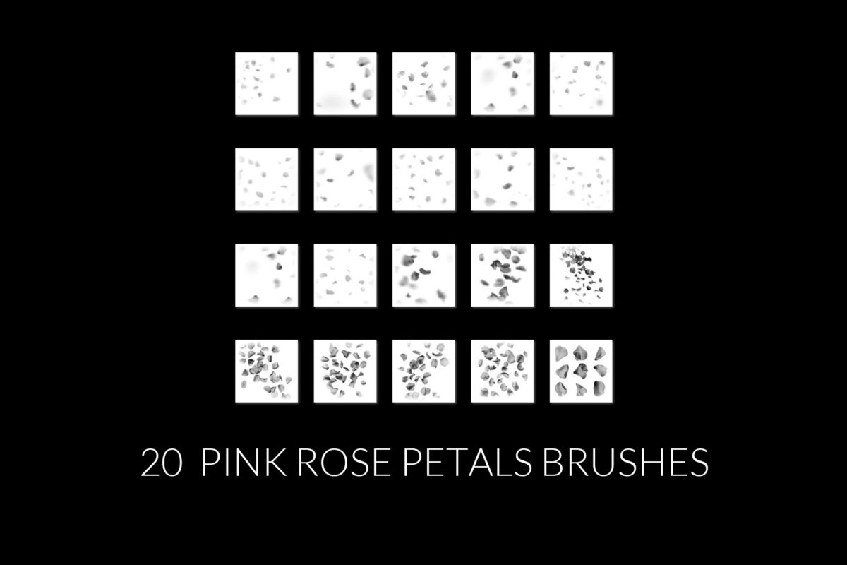realistic falling rose flower petals photoshop digital brushes