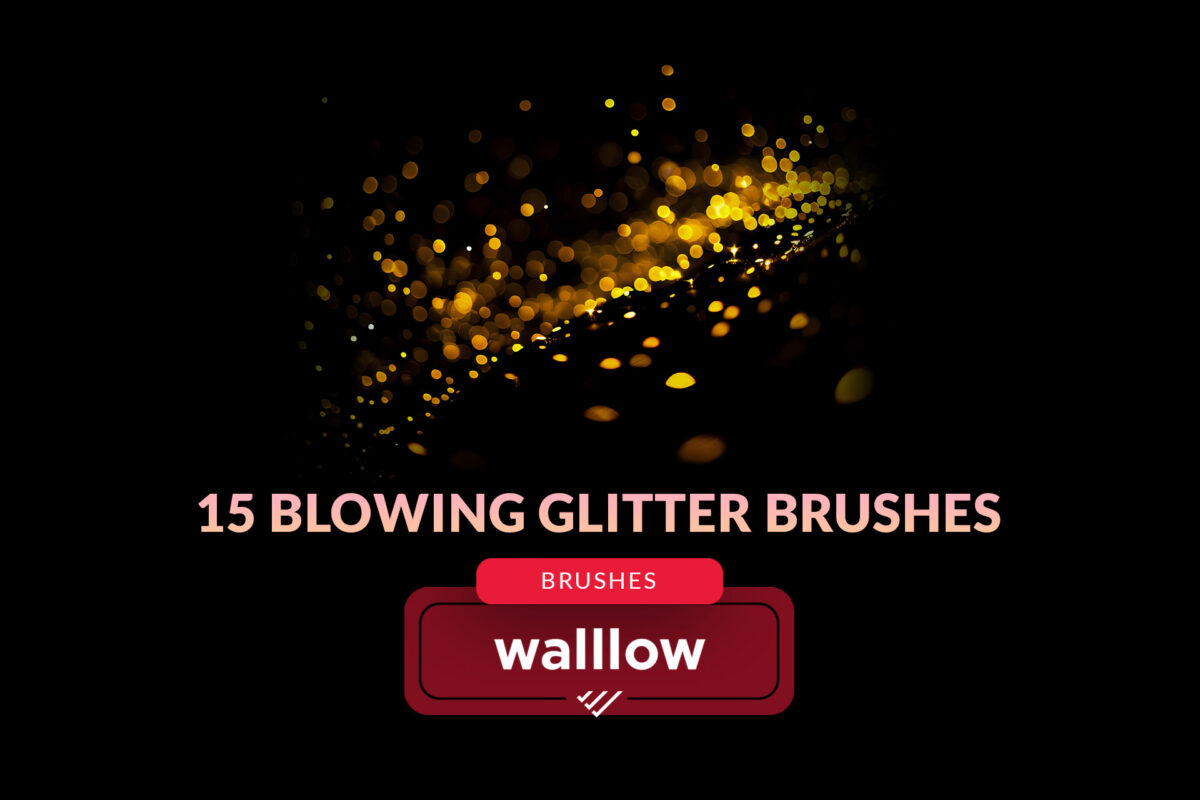 Blowing glitter gold bokeh gold dust photoshop brushes