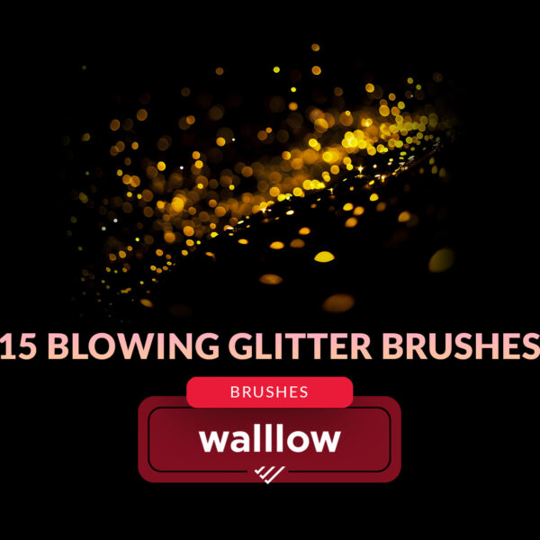 Blowing glitter gold bokeh gold dust photoshop brushes