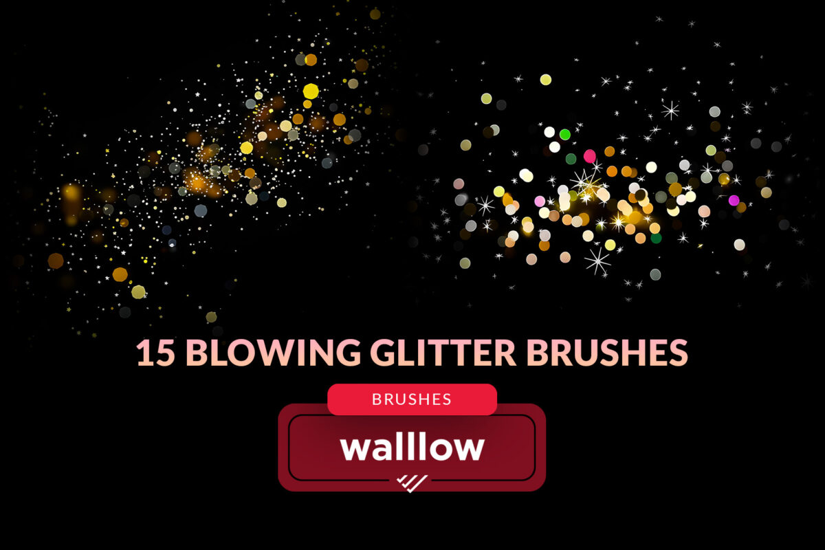 Blowing glitter gold bokeh gold dust photoshop brushes