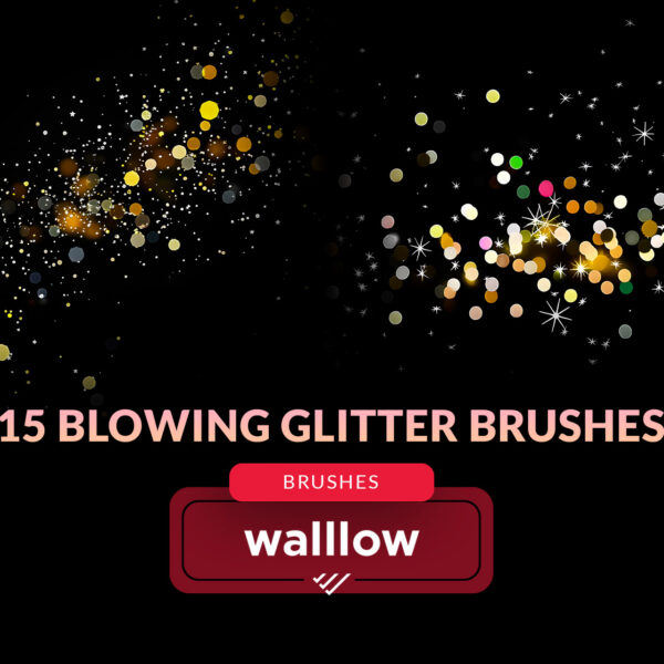 Blowing glitter gold bokeh gold dust photoshop brushes