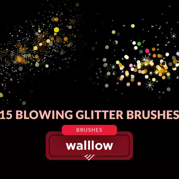 Blowing glitter gold bokeh gold dust photoshop brushes