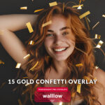 15 Gold confetti transparent PNG overlays