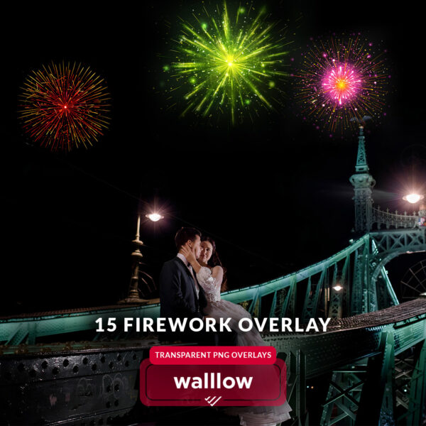 Realistic fireworks transparent png overlays