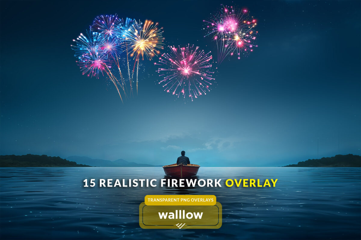 Realistic fireworks transparent png overlays