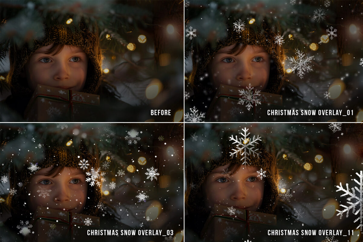 Realistic snow and snowflakes transparent png photo overlays