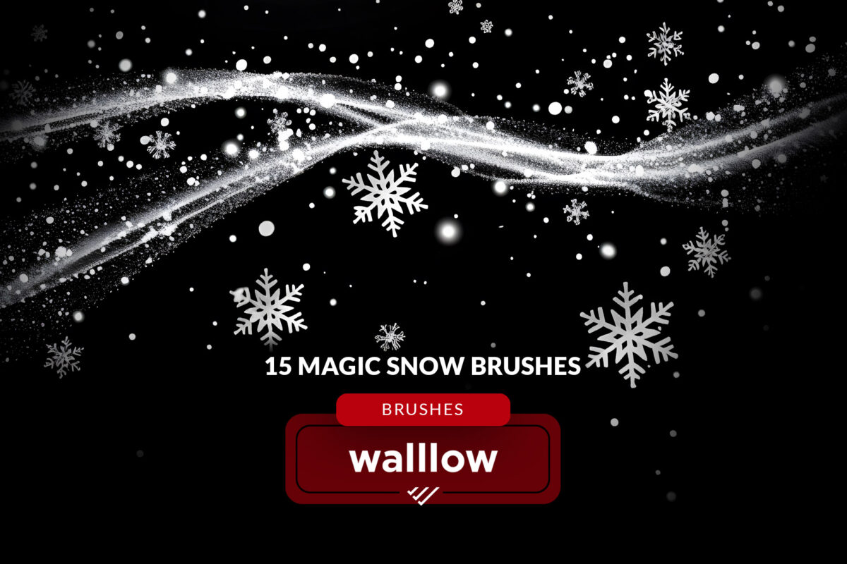 Magic snow light Photoshop brushes, Digital brush set for winter & Christmas, snowflake brushes, magic snow Photoshop stamps, sparkle, shine